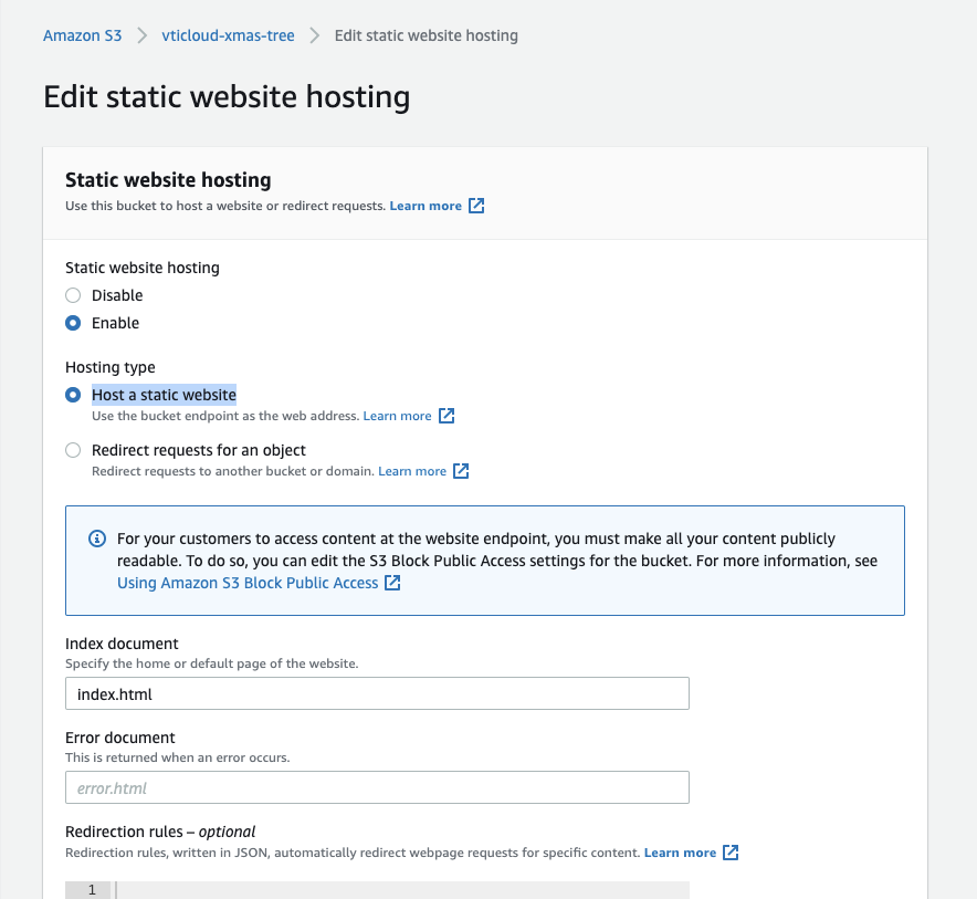 static web host with s3