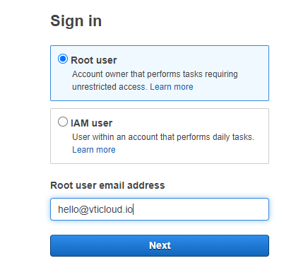 login aws account