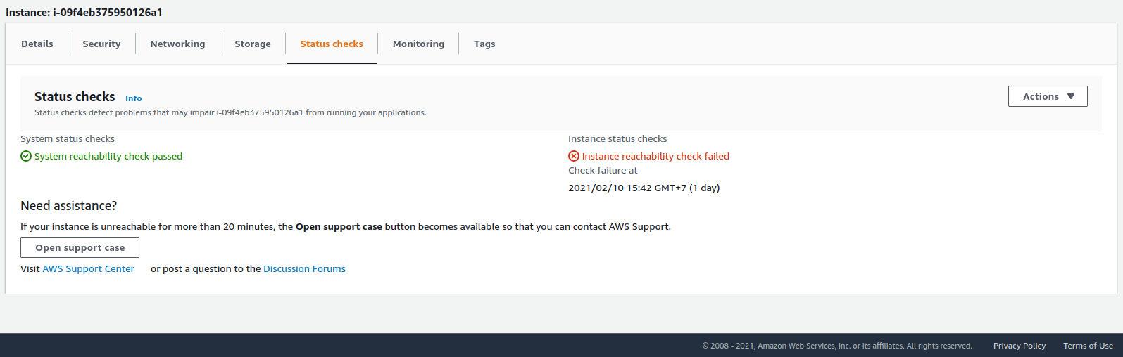 Instance Status Checks Failed