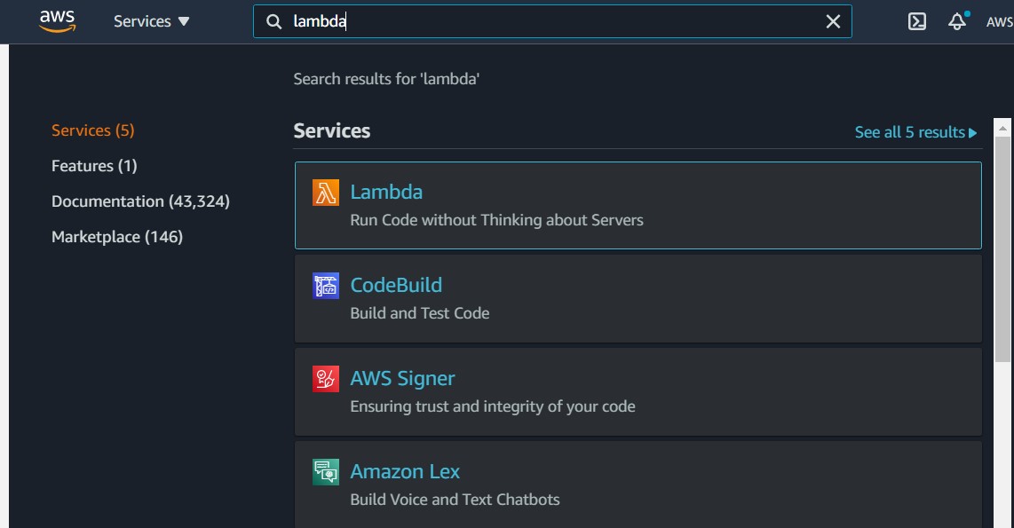 aws lambda in management console