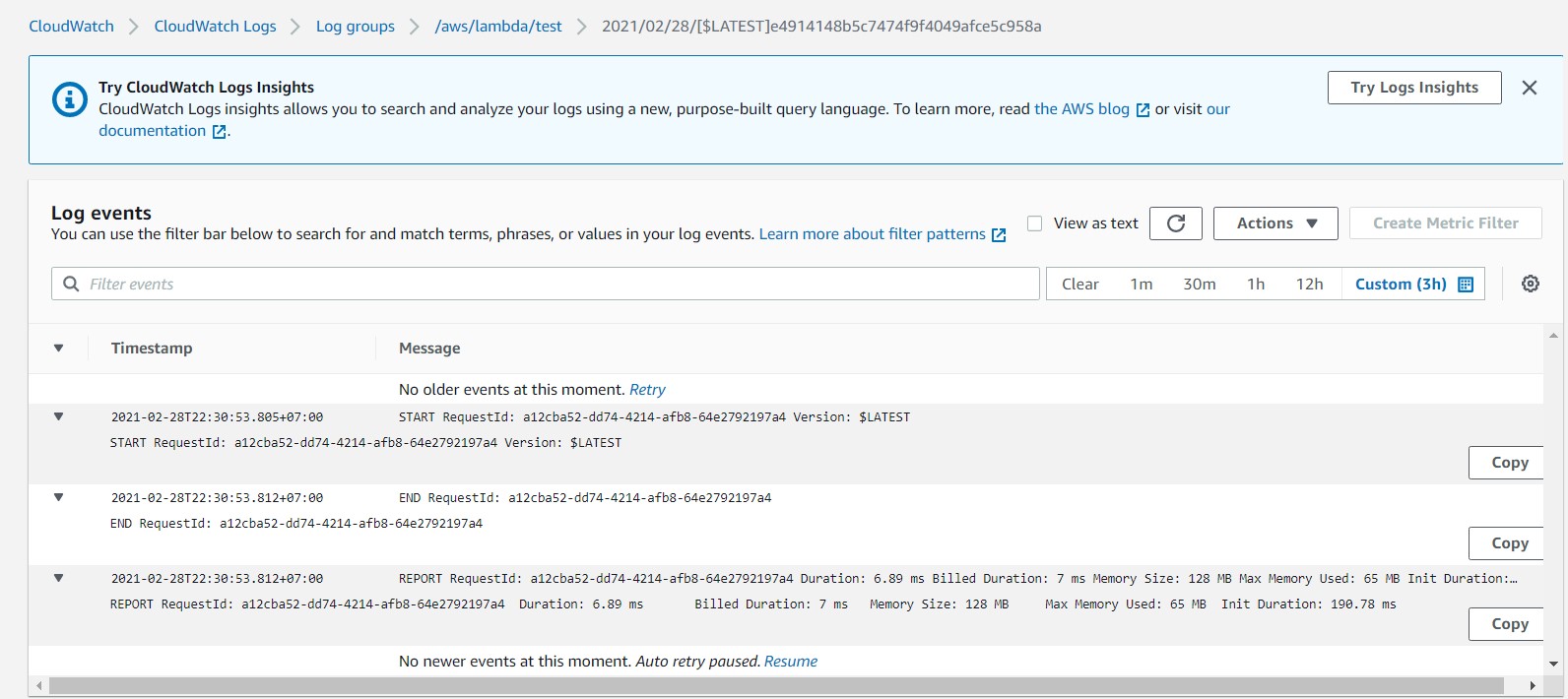 cloudwatch logs insights aws lambda function