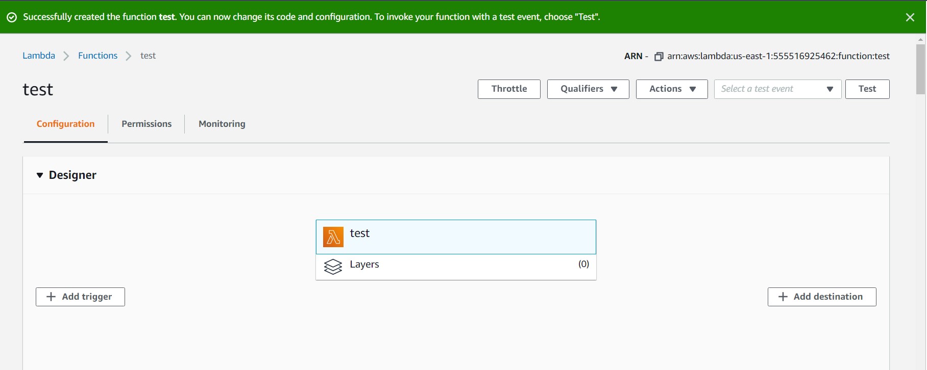 successfully create function lambda